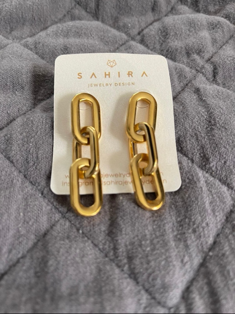Gold Link Drop Earrings